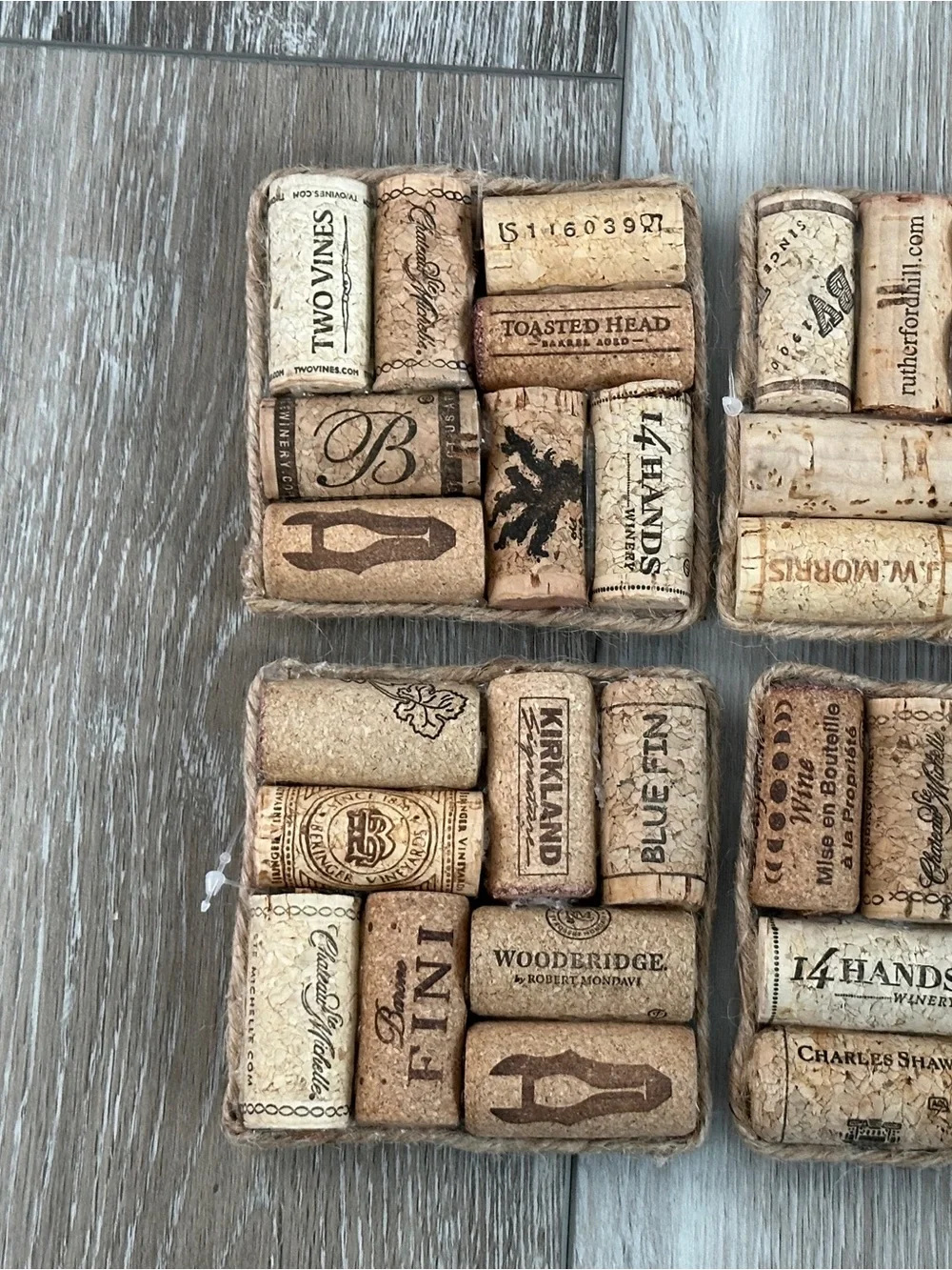 NWT Set of 4 Awesome Assorted Wine Cork Coasters Handmade